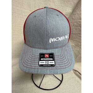 Richardson 112 Trucker Hat MOMAR Corporate Gray Red Mesh Snapback Cap Adjustable